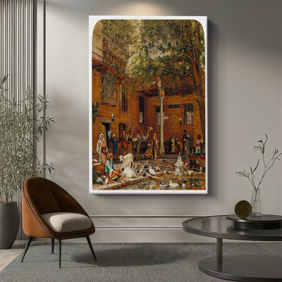 La cour de la maison du patriarche copte au Caire - toile tendue par John Frederick Lewis