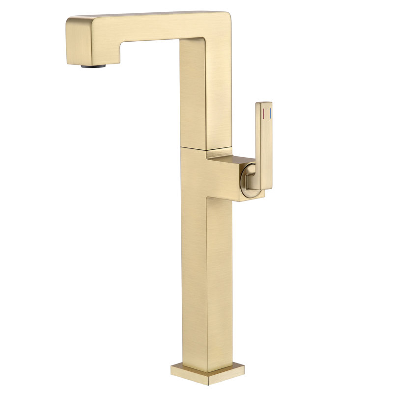 10.45" Tall Vessel Sink Faucet Bathroom Faucet, Solid Brass Water Mixer Vanity Sink Tap, Brushed Gold