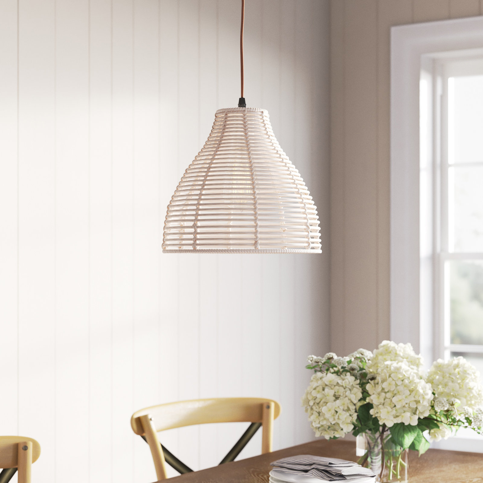 Bloomsburg Single Light Rattan Plug-in Pendant