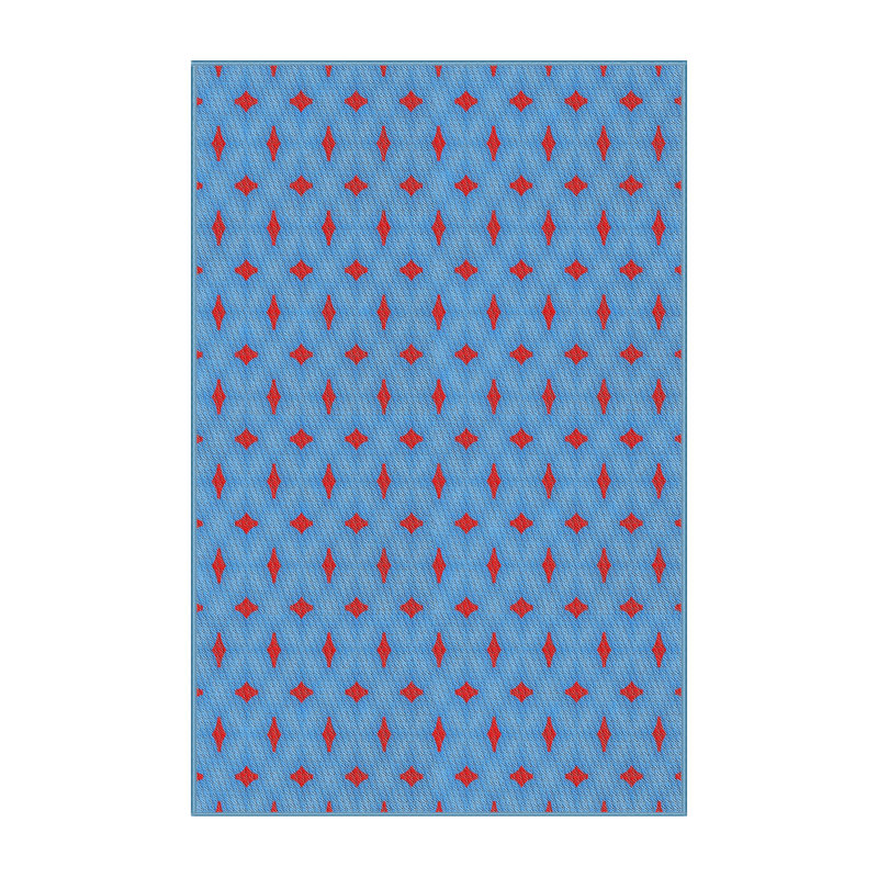 Tapis abstrait bleu / rouge, Rectangle 7 pi x 9 pi