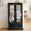 Vitrine lumineuse en verre avec tablettes réglables - Vitrine élégante à 2 portes et tiroir intégré, ampoule incluse - NOIR-1708901489