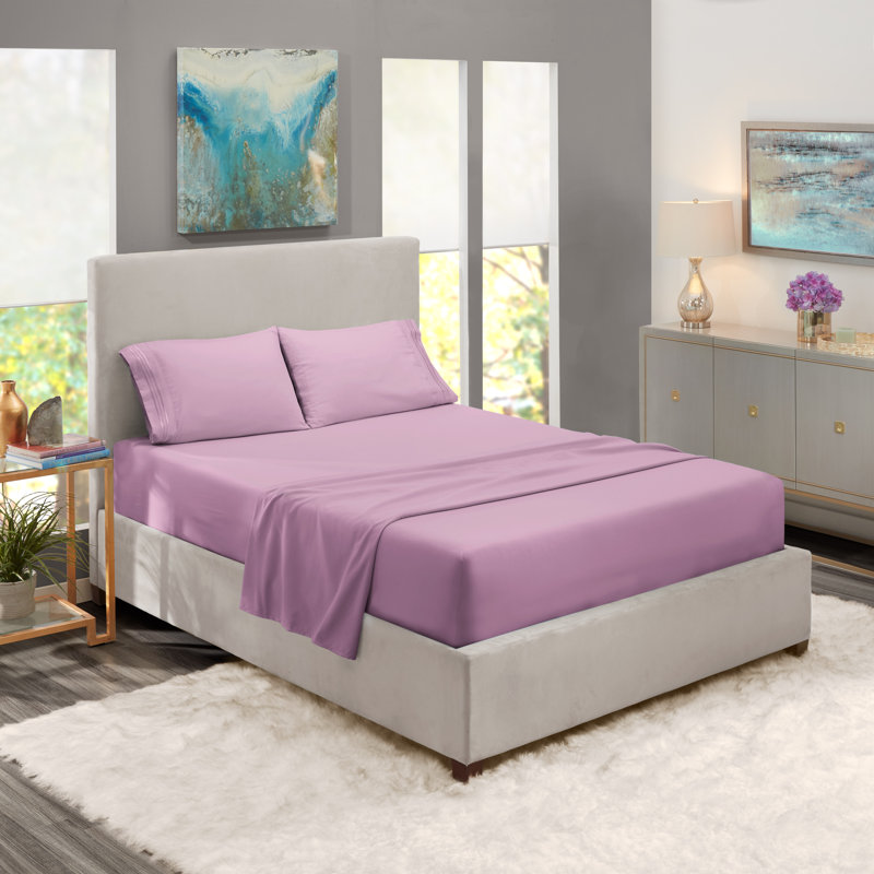 Double Brushed Hotel Luxury Sheet Set with Extra Soft Sheets & Pillowcases, Twin Sheet, Lavender Dream