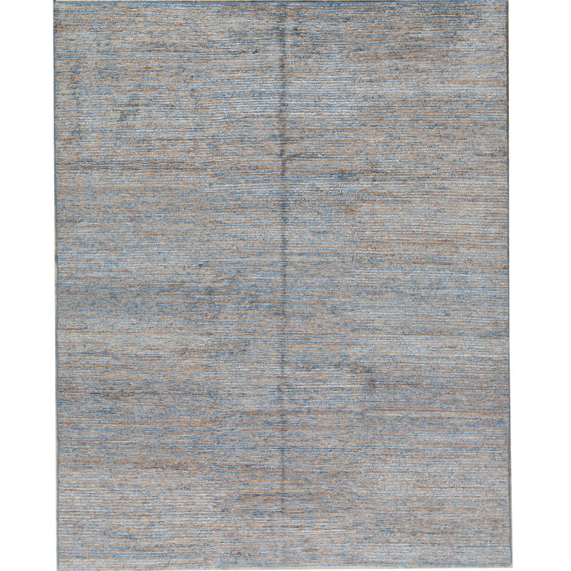 Tapis bleu et brun noué à la main de haute qualité