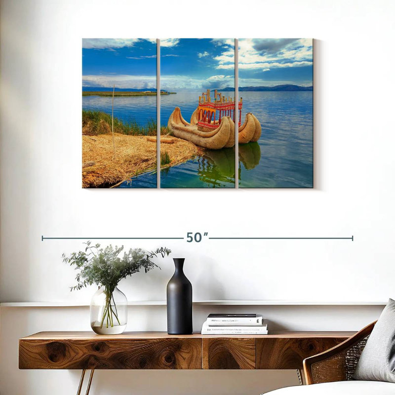 Mehar Totora Boat On Titica, 24" H x 38" W