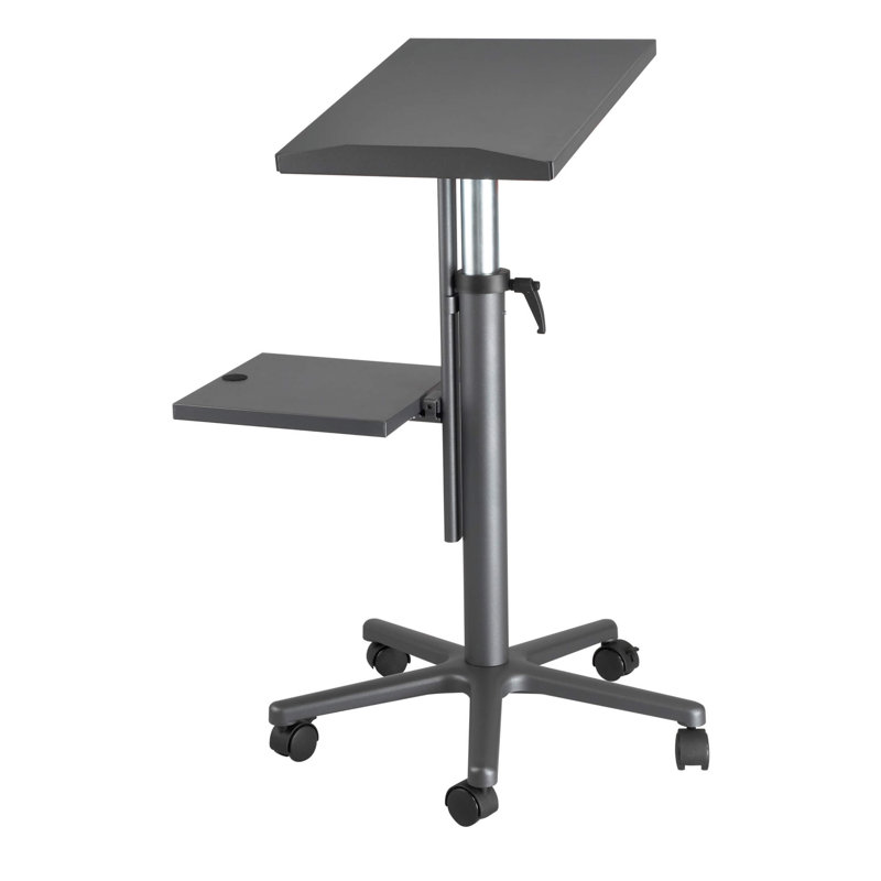 120cm H x 35cm W Laptop Cart with Wheels, Dark Charcoal
