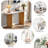 Narrow Console Table With Oval Marble Top, Curved Legs And Triangular-designed Base-623259611