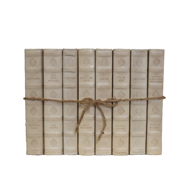 Decorative Books - Ivory Rebound Leather Book Bundle - 1 Foot of Cream Books