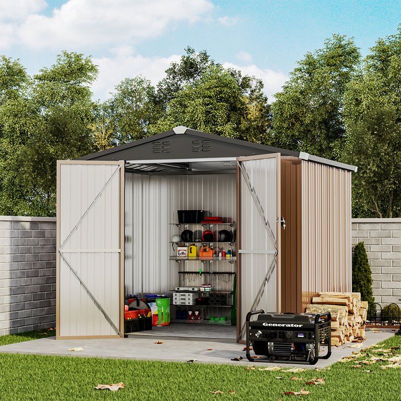 8 ft. W X 6 ft. D Metal Tool Shed