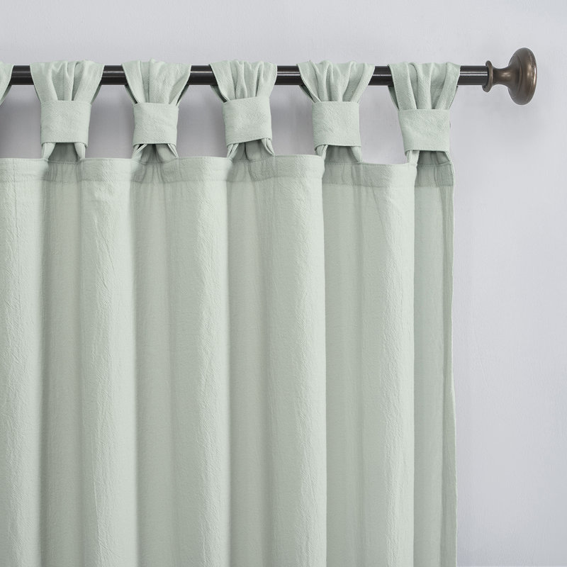 Archaeo Sarro Washed Cotton Semi-Sheer Tab Top Curtain Panel, Seafoam, 52" W x 84" L