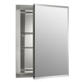 Armoire à pharmacie encastrée sans cadre avec deux tablettes réglables et miroir intérieur Derring