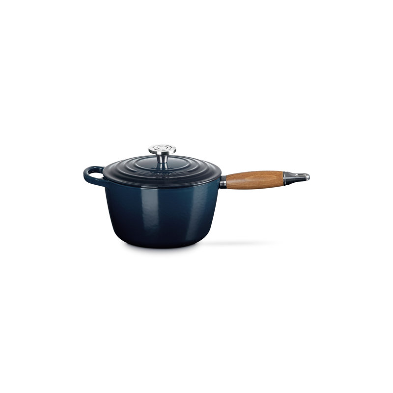 Le Creuset Enameled Cast Iron Alpine Wood Handle Saucepan, 2.25 qt. - Nuit w. Crucible Knob