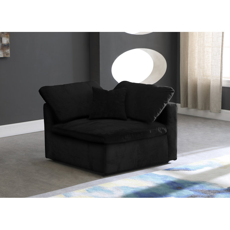Fauteuil en velours et demi Cozy, Velours noir
