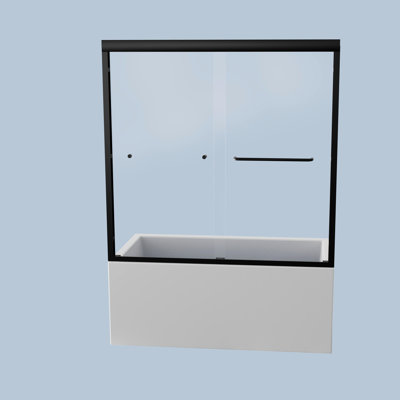 Porte semi-baignoire, verre trempé de 6 mm, noir mat, performance de la salle de bain moderne