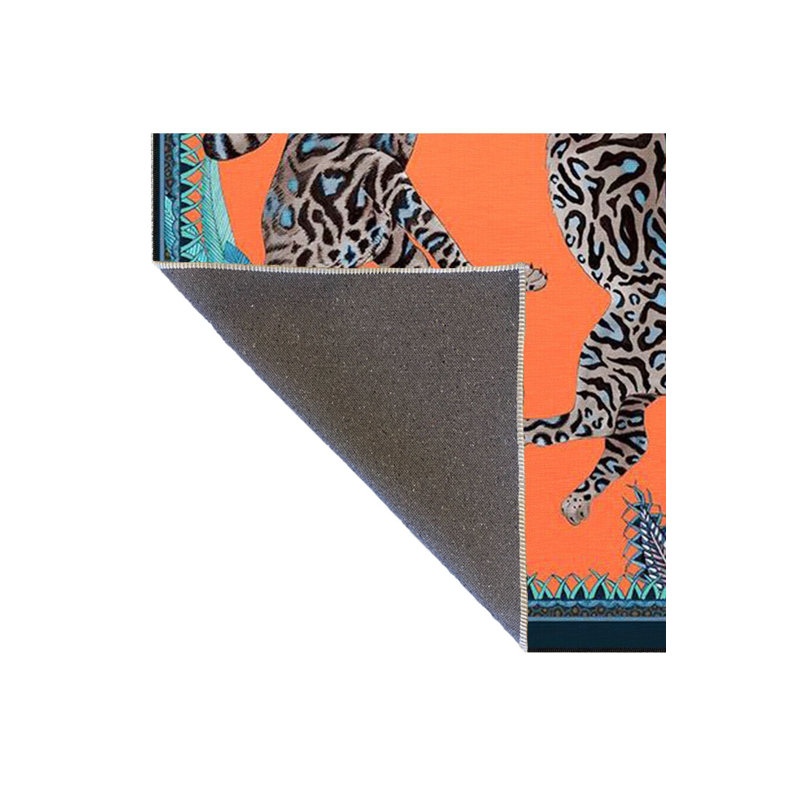 Tapis décoratif orange à motif animal léopard, Rectangle 5 pi 1,02 po x 7 pi 6,55 po