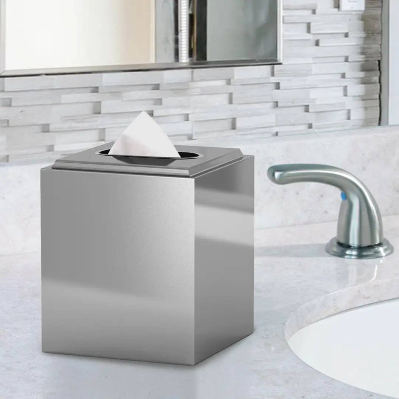 Housse pour boîte à mouchoirs Oneita | Porte-papier hygiénique carré 18/8 en acier inoxydable | Finition chromée