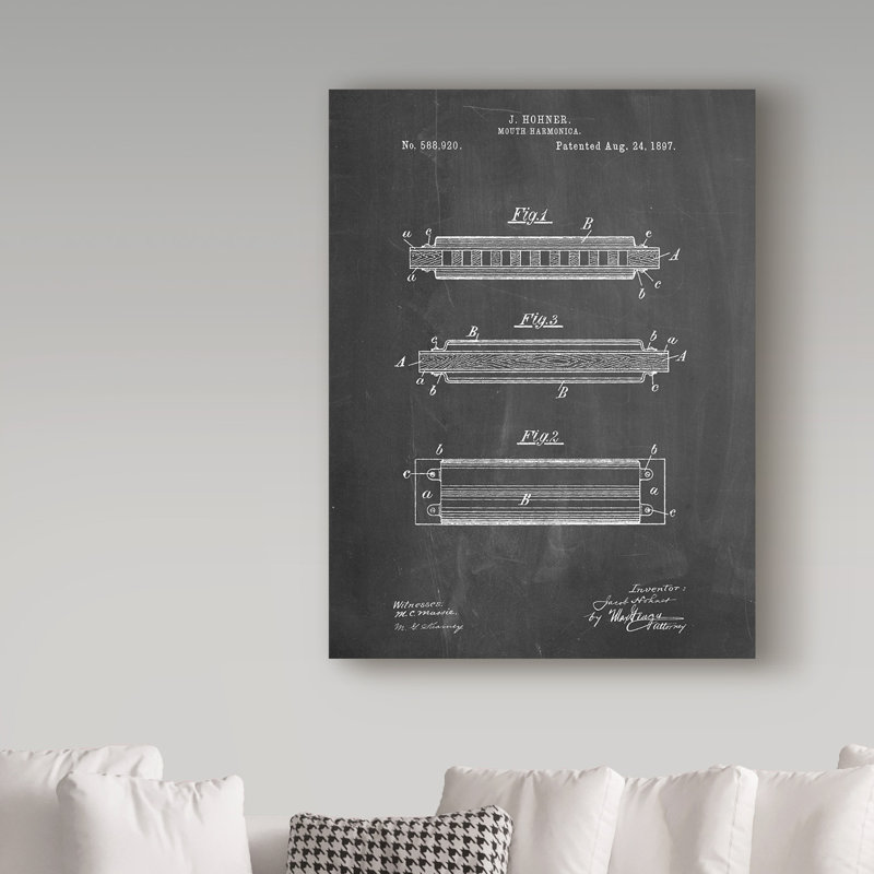 Manilo 'Harmonica' Drawing Print on Wrapped Canvas, 19" H x 14" W