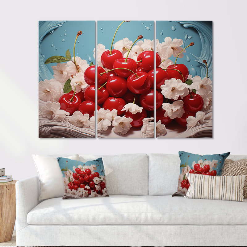 «Chuckling Cherry Red I», ensemble d'art sur toile, H 40 po x l 60 po