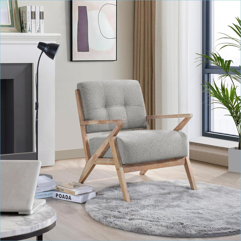 Chaise d'appoint moderne à dossier capitonné pour adultes, structure en bois d'hévéa massif, revêtement gris (options de gris: gris clair, gris foncé, gris anthracite, gris ardoise), sièges d'appoint à finition antique