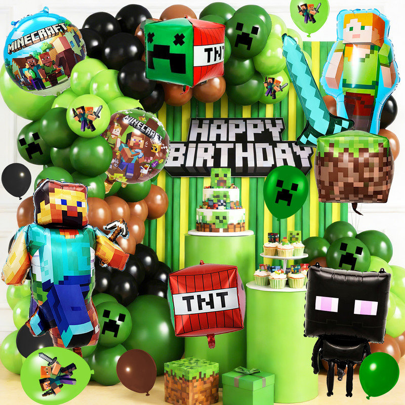 81 pièces Minecraft Balloon Party Decorations, Minecraft Birthday Decorations Ballons