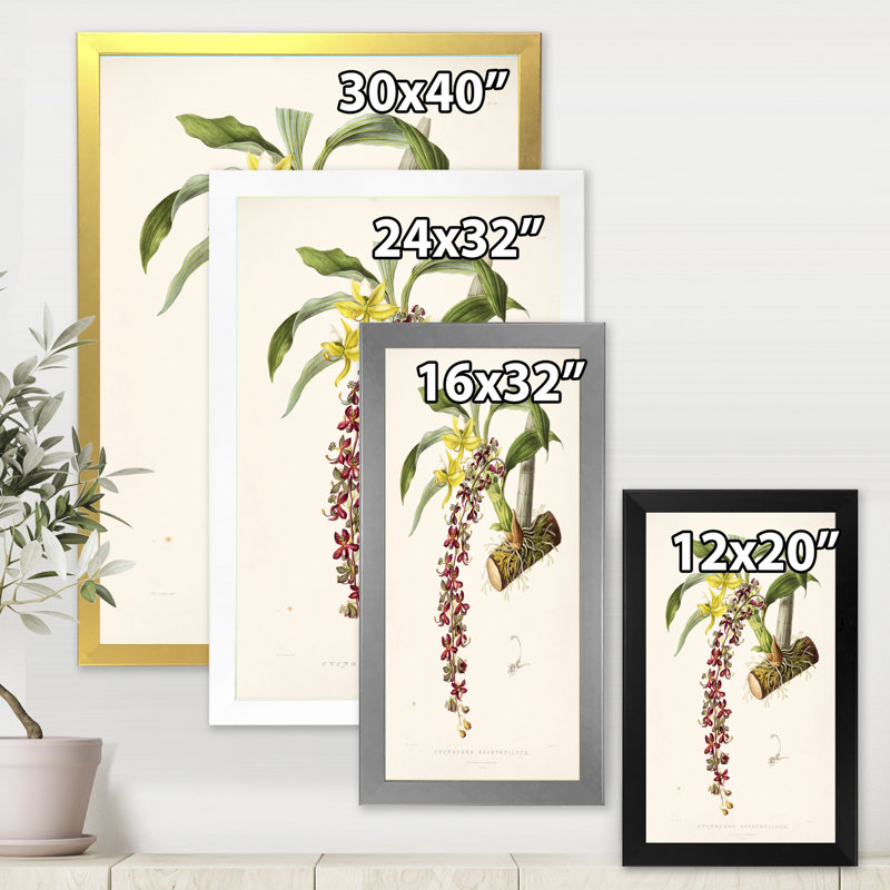 Fleur rétro II - peinture sur toile, H 20 po x l 12 po x P 1po, Cadre doré