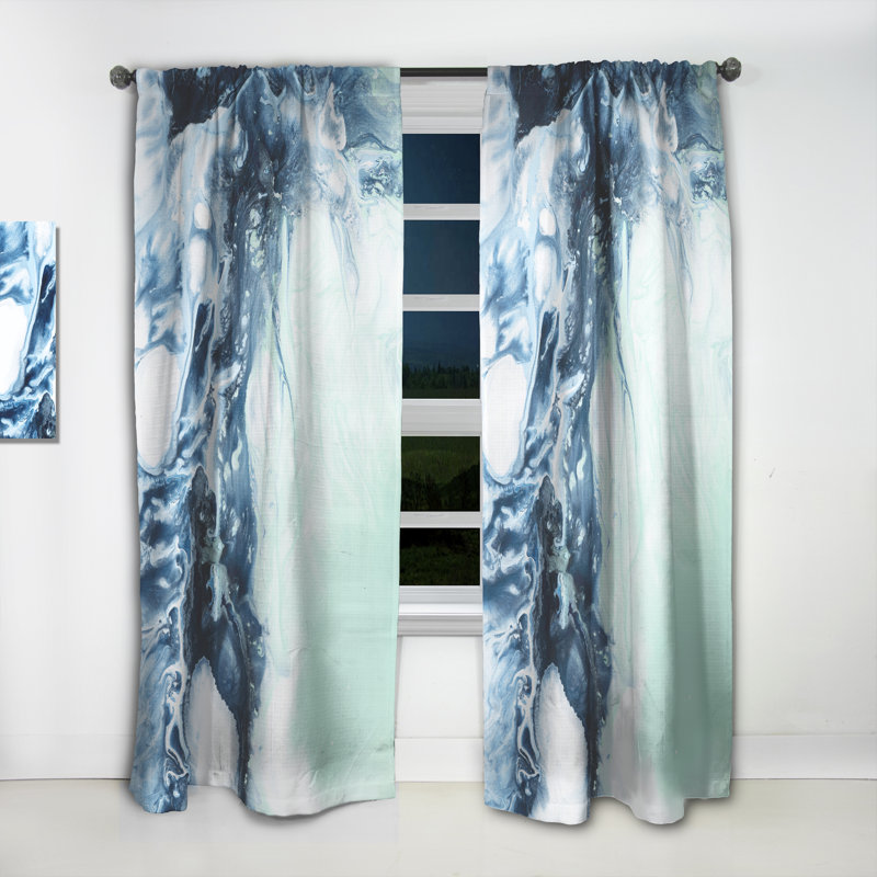 Art liquide bleu et vert - Rideau moderne - Velours obscurcissant - 1 panneau, L 52 po x L 84 po