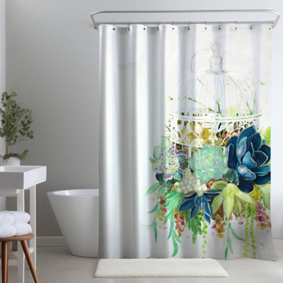Floral – Polyester Shower Curtain, Dye Sublimation Print, 71" W × 74" L