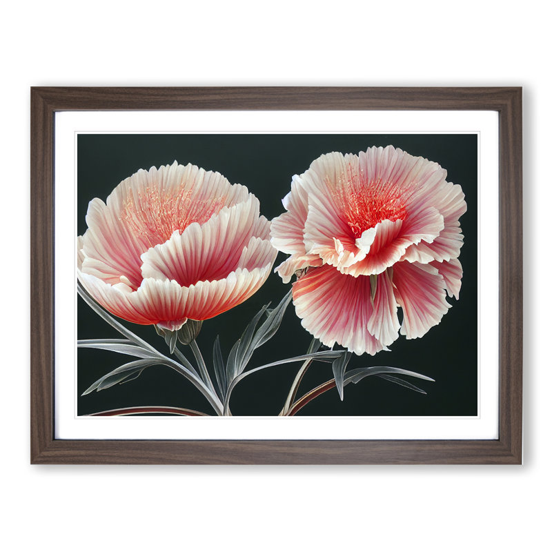 Shining Carnation Flowers - Framed Print, 46cm H x 64cm W x 2cm D, Walnut