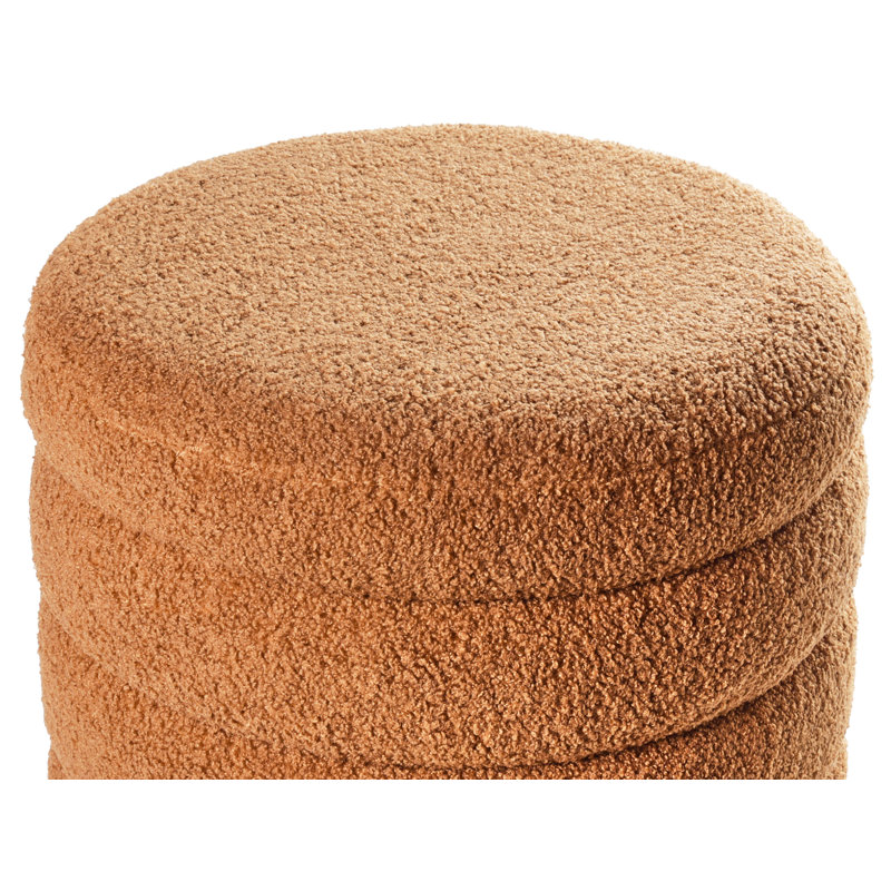 CHILLY 42cm Wide Round Pouf Ottoman, Brown