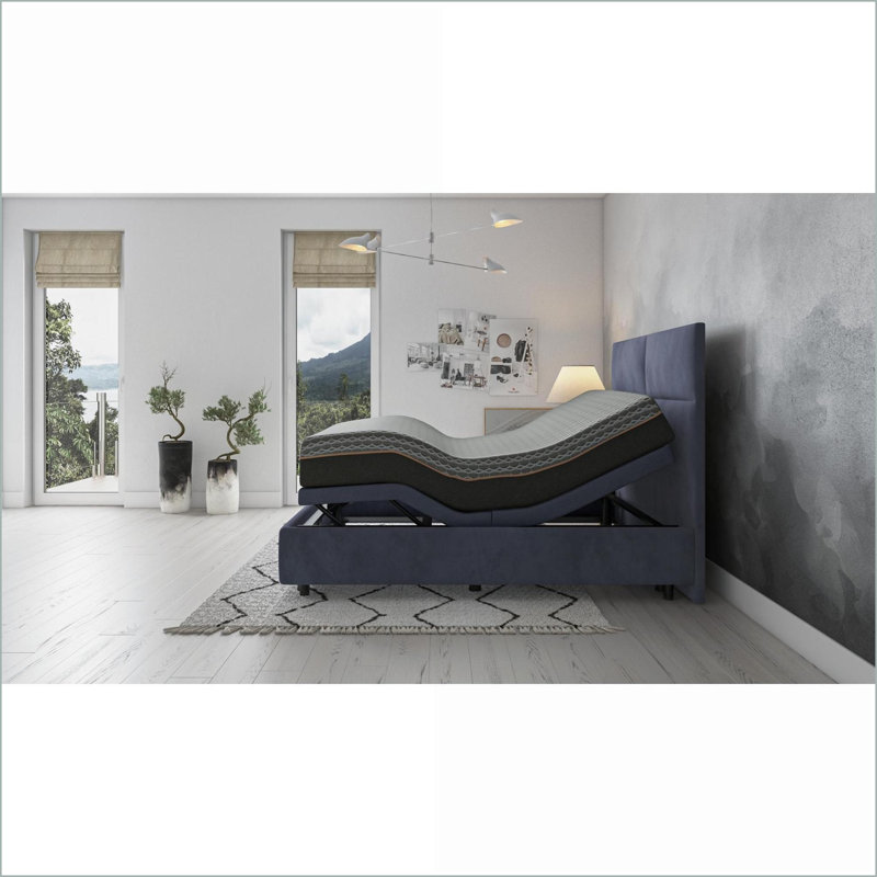 Matelas Matelas hybride en cuivre 12 po avec housse de refroidissement et ressorts de soutien | Mousse + ressort | Noir + gris