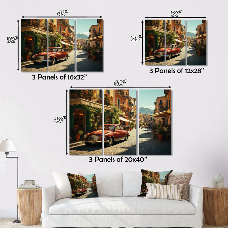 Italy Italian Dolce Vita On Canvas Print, Silver Floater Framed, 12" H x 20" W