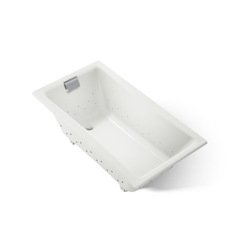 Tea-for-Two 60" x 32" Drop In Whirlpool Porcelain Enameled Cast Iron Bathtub with Heater, Dune, Dune