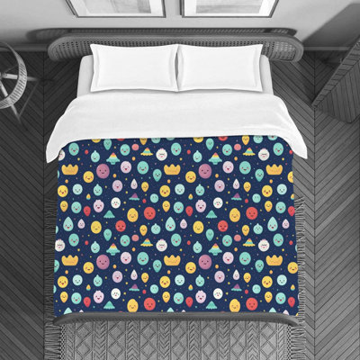 Emoji Blue/Yellow Microfiber Duvet Cover