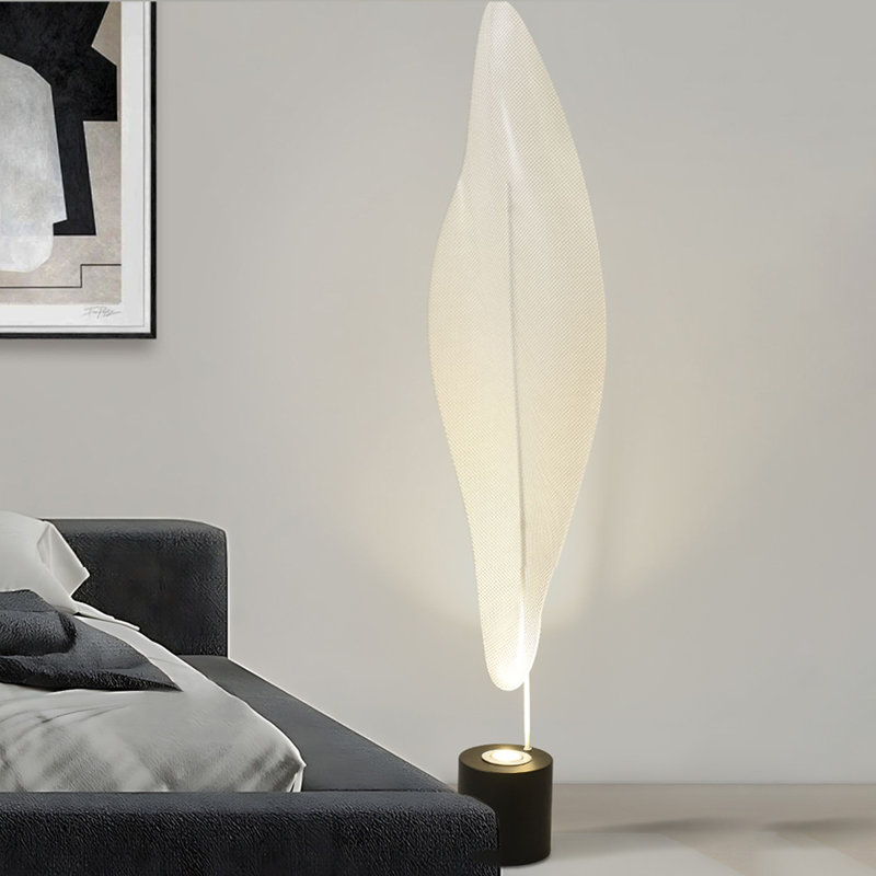 Noir / blanc fer + lampes sur pied de forme libre en acrylique