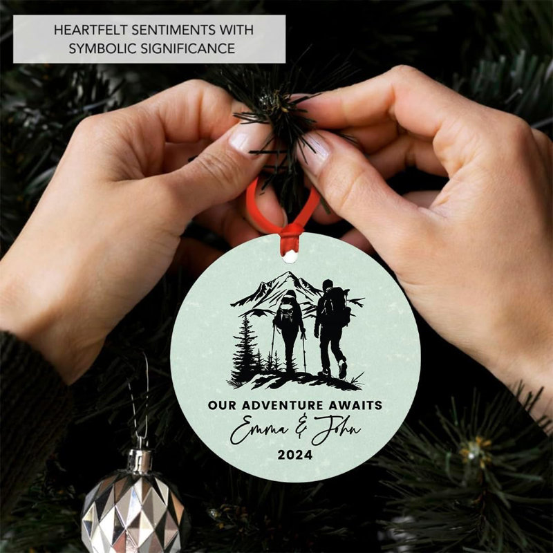 Ornement de fiançailles en métal sur mesure, notre aventure attend un décor d'arbre de Noël, Oui
