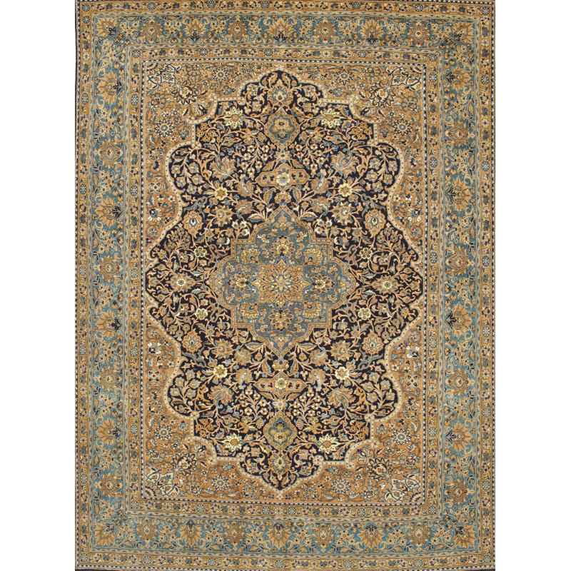 Tapis traditionnel brun / noir / vert, Rectangle 2 pi x 4 pi