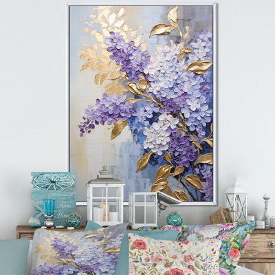Purple And Gold Pastel Lilac Dreams III - Lilacs Framed Canvas Print