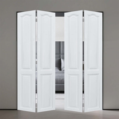 Modern CNC Crafted Solid Core Bi - fold Door with Hardware Kit, Ideal for Closets, Pantries and Laundry Areas