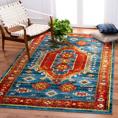 Tapis bleu / rouge Drumawillin Southwestern