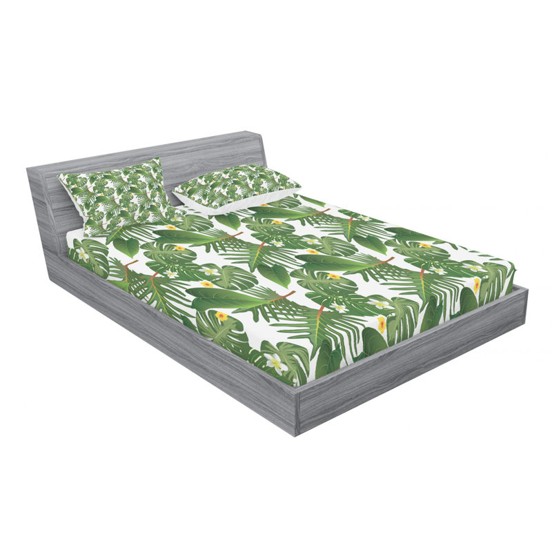 Microfiber Floral Sheet Set, Queen Sheet Set with Fitted Sheet