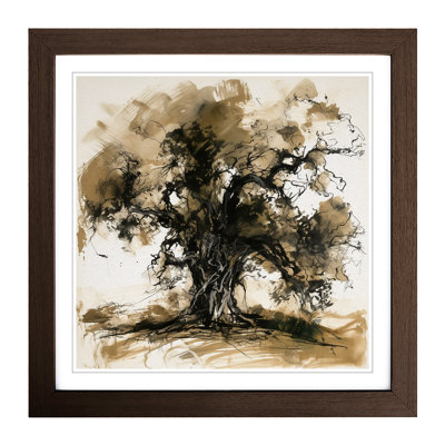 Oak Tree Gestural Art - Framed Print