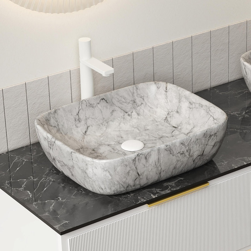 Lavabo vasque rectangulaire en céramique