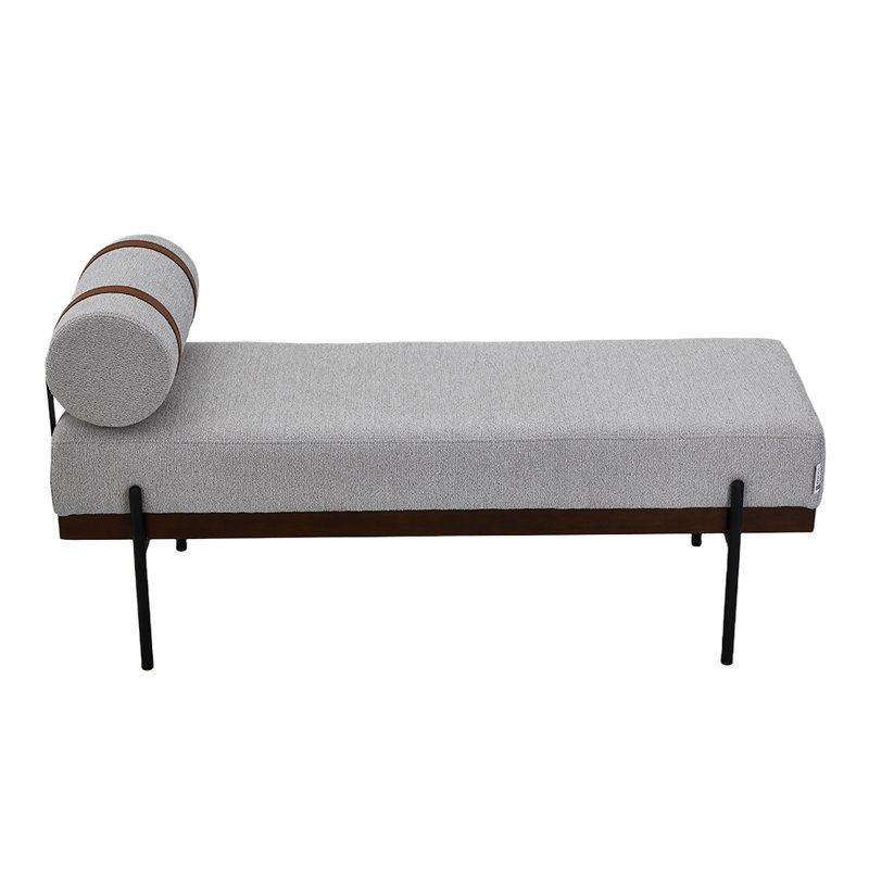 Chenille Upholstered Bench, Light Grey