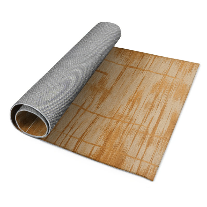 Tapis beige abstrait intérieur et extérieur, Rectangle 9 pi x 12 pi