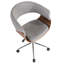 Chaise de bureau en bois de noyer et tissu gris clair