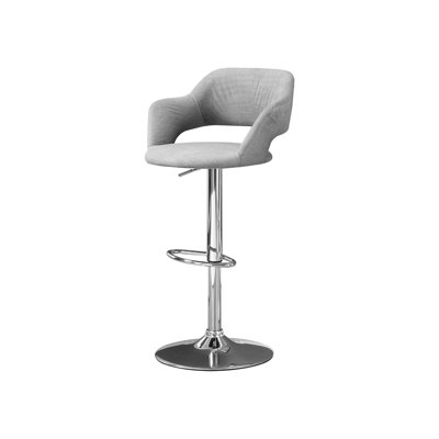 Tabouret de bar gris en tissu avec fonction pivotante - métal et hauteur réglable moderne, support