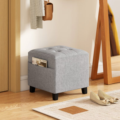 35cm Wide Tufted Solid Colour Footstool Ottoman