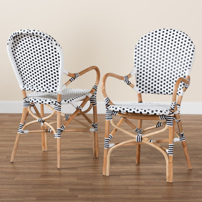 Cada Rattan Arm Chair in Black/White/Natural