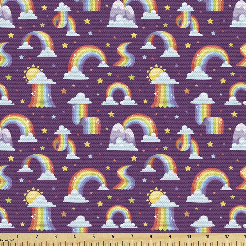 Sapin Cartoon Clouds Stars Sun Fabric