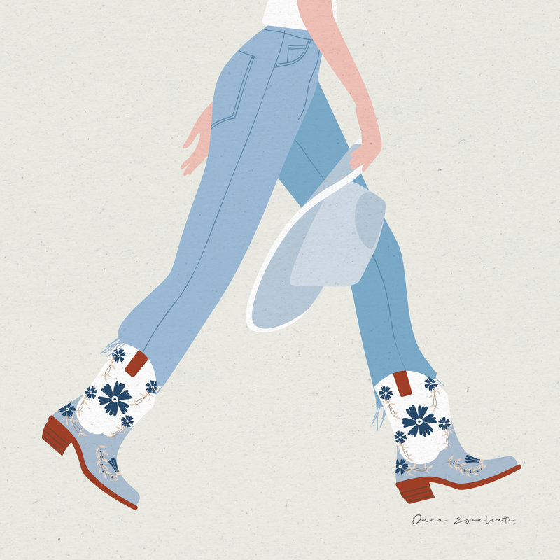 Cowgirly III bleu par Omar Escalante, H 36 po x l 36 po