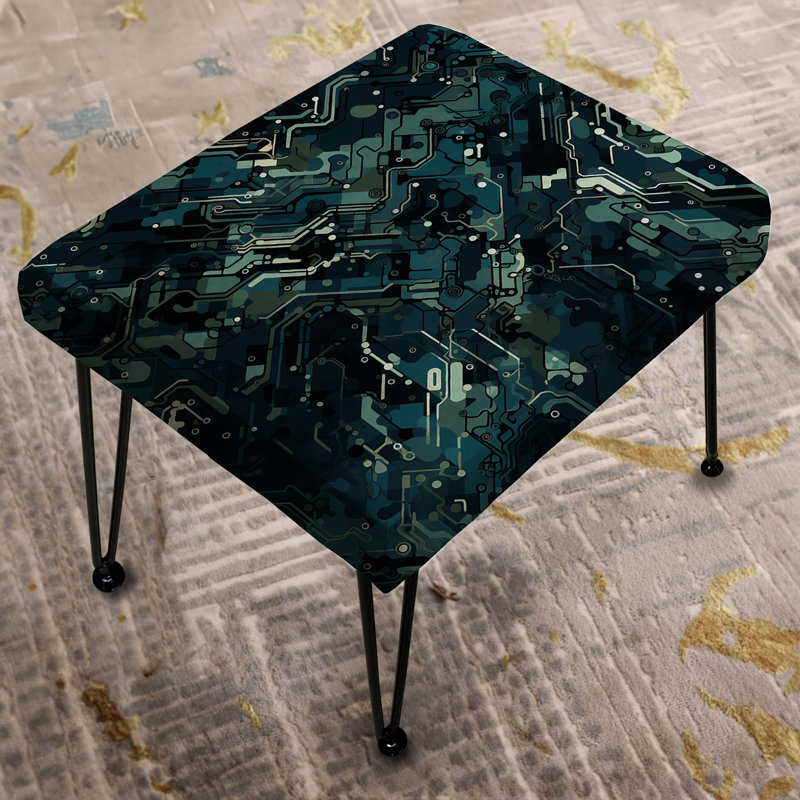 Cyber Camo Nexus - Abstract Rectangle Ottoman